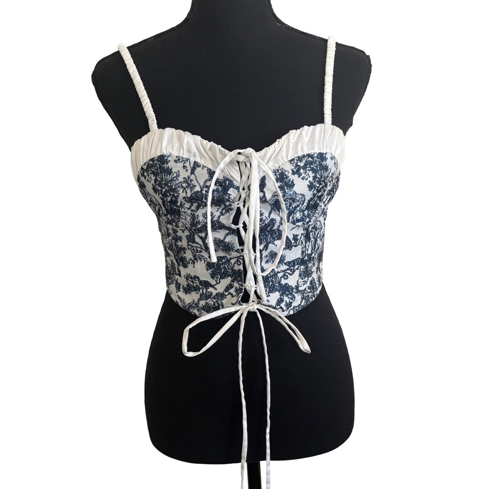 Tic Toc Womens Lace Up Corset Camisole Top S Regencycore Victorian Cottagecore